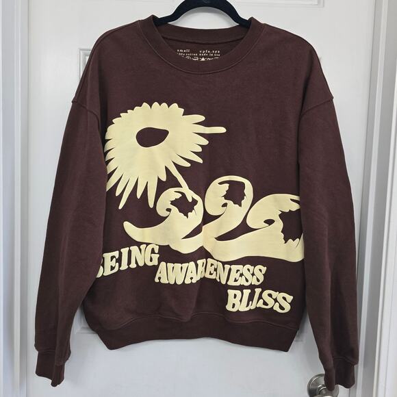 Cactus Plant Flea Market Being Awareness Bliss Sweatshirt Brown Sz S Made in USA - Picture 1 of 11